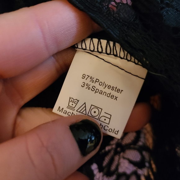 Black medium lace/sheer striped open thin cardigan - Picture 4 of 7